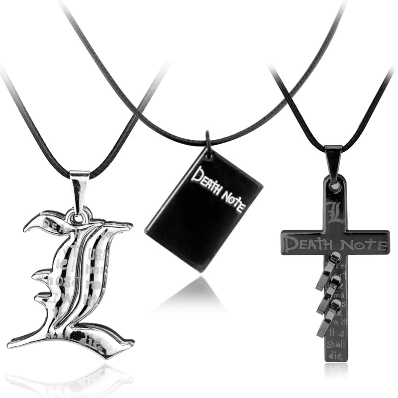 

Anime Death Note Necklace Black Book Desgin Stainless Cross Pendant Necklace Rope Chain Jewelry Colars Fans Props Gift