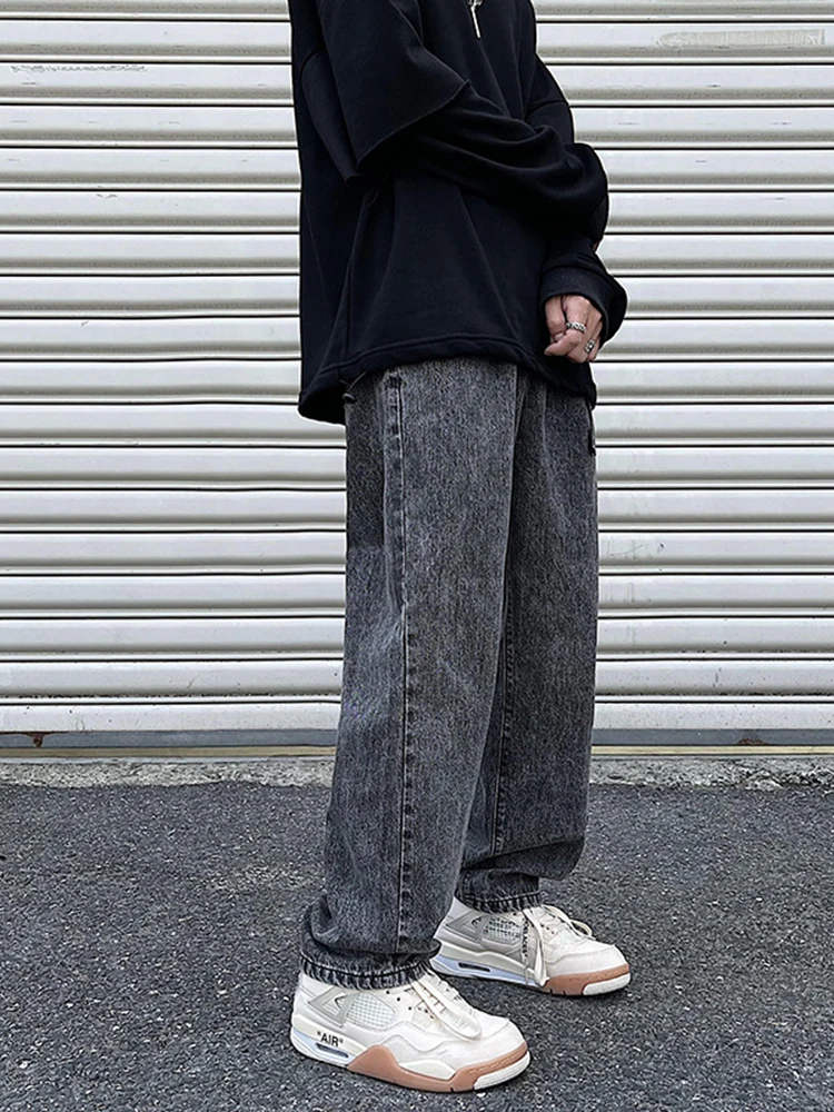 Four Seasons Black Jeans Men's Straight Loose Casual Trousers Y2k Jeans Men's Clothing Fashion Streetwear Ins Hot Saleale JEANS