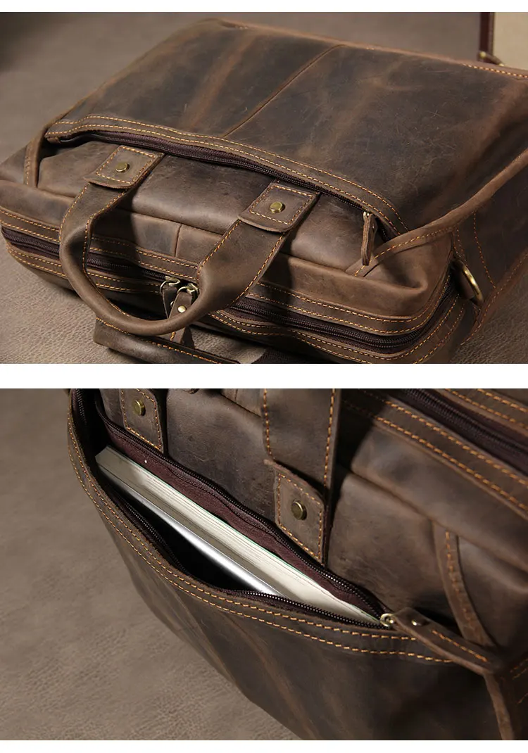 Портфель мужской кожаный для ноутбука 14 дюймов, подходит для бизнеса, Винтажная сумочка-Кроссбоди Luufan, сумка ручной работы