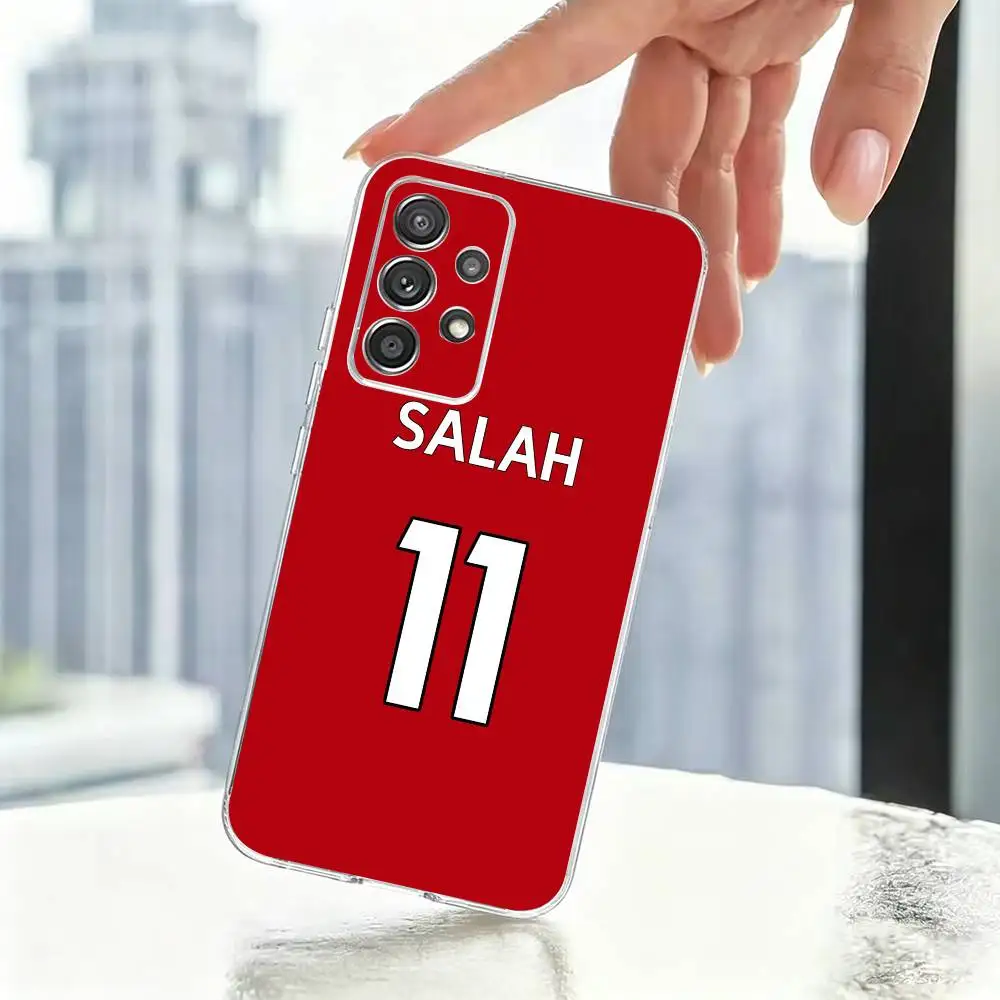 Фото Чехол для телефона с дизайном футбольной формы М. Салаха №11 для Samsung: прозрачный, мягкий, для моделей S25, S24, S21, S22, S23, S30, Ultra, S20, Plus №3
