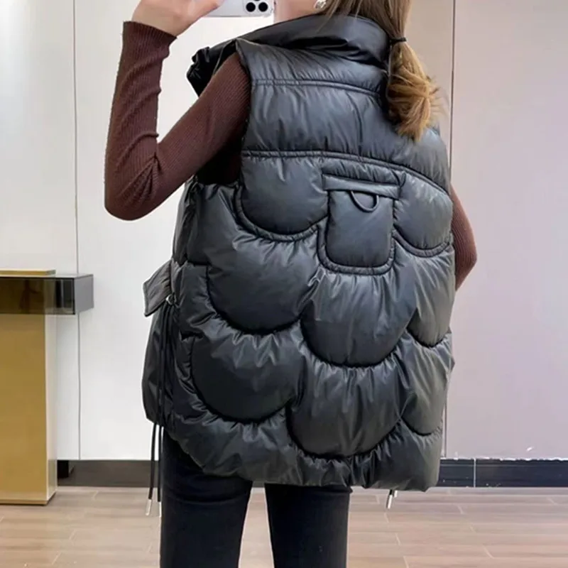 Теплый жилет UHYTGF Женский яркий хлопковый пуховик жилеты для женщин куртка без