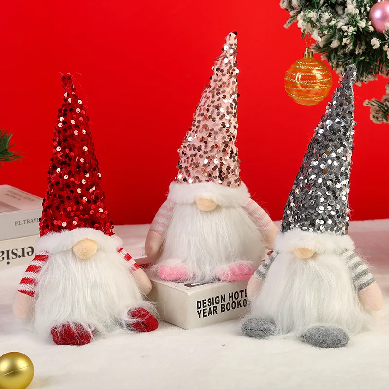 

Lighted Christmas Gnome,Handmade Sequins Hat Scandinavian Swedish Tomte,Light Up Plush Elf Gift Holiday Present,Xmas Decorations