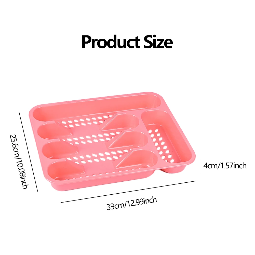 Large Capacity Rectangle Cutlery Organizer 5 Compartments Drawer Divider Home Office Storage Box Plastic Tray For Kitchen Daily images - 6