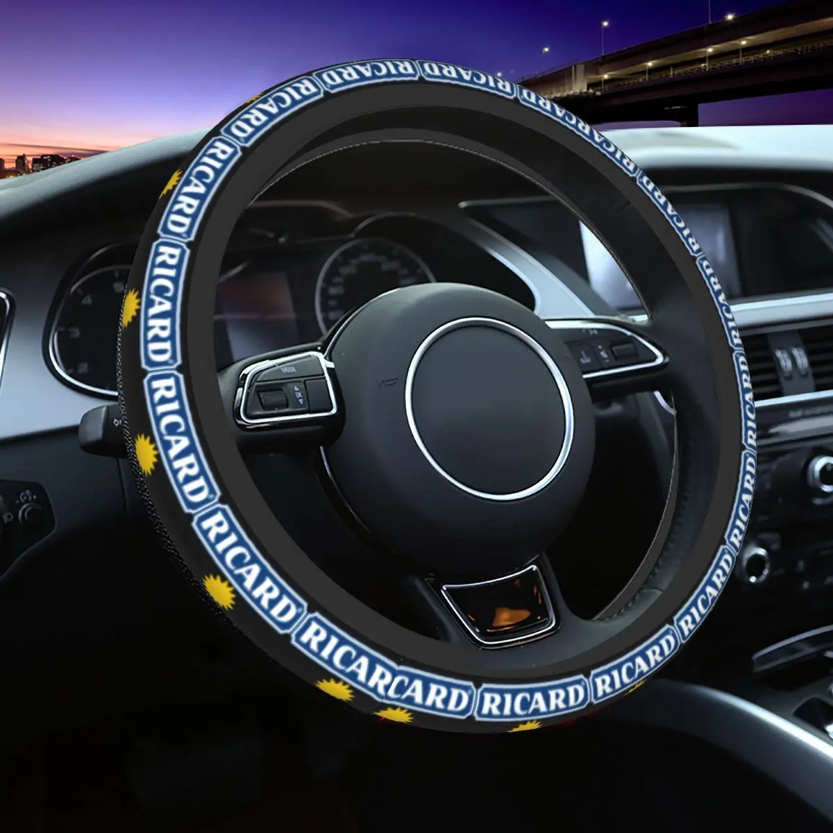 

38cm Car Steering Wheel Covers Ricard Anti-slip Braid On The Steering Wheel Cover Auto Decor Elastische Automobile Accessory