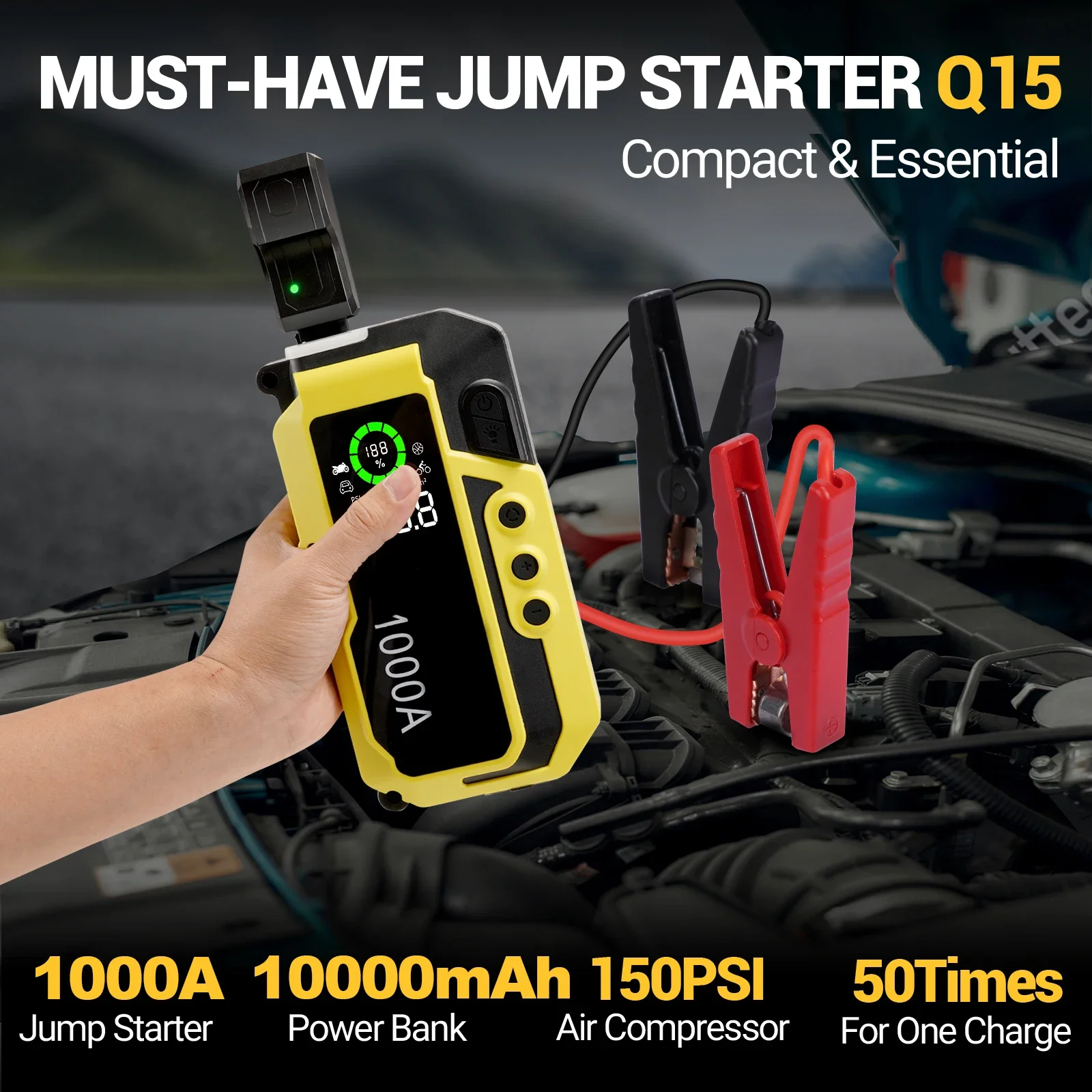 Аварийный усилитель стартеры с воздушным насосом накачивающий шины портативный