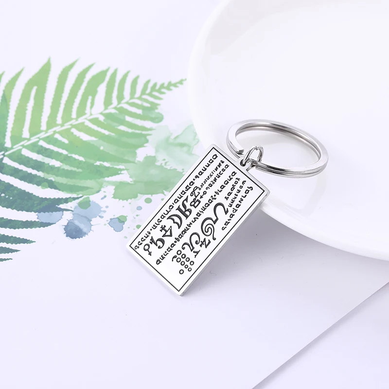 

Stainless Steel Keychain Punk Rectangle Letters Pendant Car Bag Keyring for Women Men Jewelry Father's Day Birthday Amulet Gifts