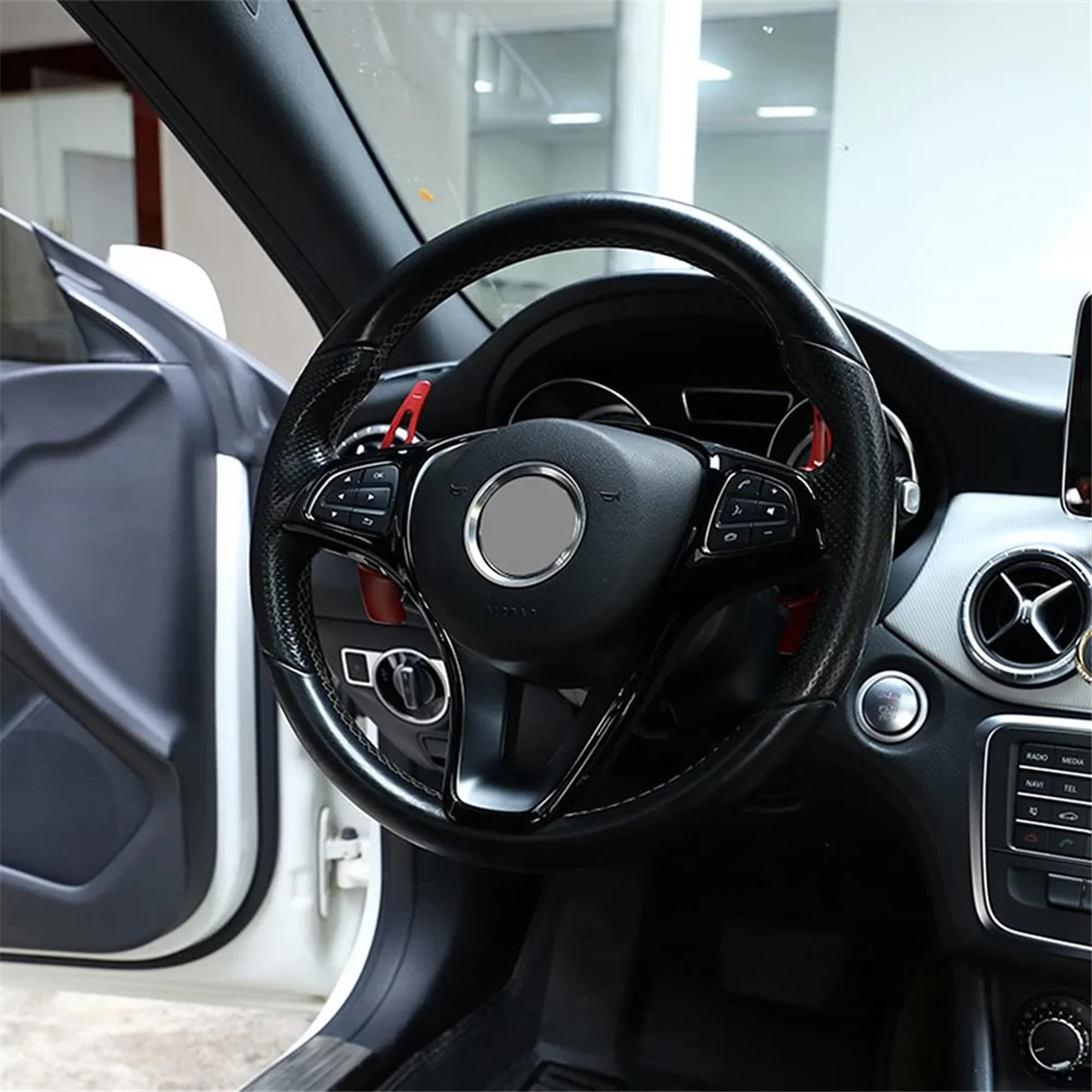 Фото Для Mercedes Benz C E Class GLC CLA GLA W205 W213 X253 X156 декоративная рамка на руль автомобиля, ярко-черный №3