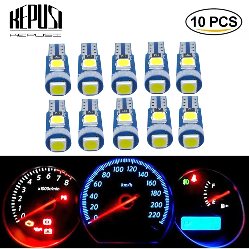 

10pcs T5 Led Bulb Car Interior Dashboard Lights Instrument Lamp For Kia Rio Ceed Sportage Mazda 3 6 Cx-5 Peugeot 206 307 308 207