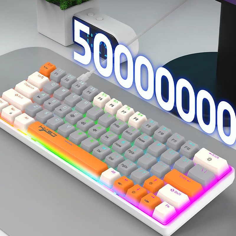 Проводная Механическая игровая клавиатура HXSJ V500 63 клавиши популярный выбор