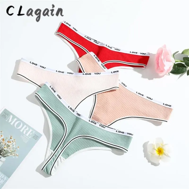 Купи G-String Knitting Ribbed Underpants Comfortable Cotton Thongs Breathable Women Underwear Sexy Low-Rise Thong Solid Color Pantys за 125 рублей в магазине AliExpress