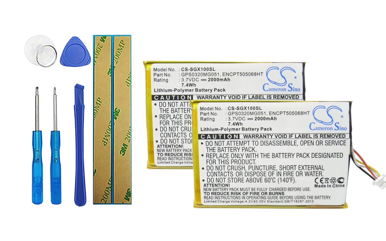 

2 упаковки, 2000 мА аккумулятор для SkyGolf SkyCaddie Breeze SGX SGXW, SkyCaddie SGX ENCPT505068HT, GPS0320MG051