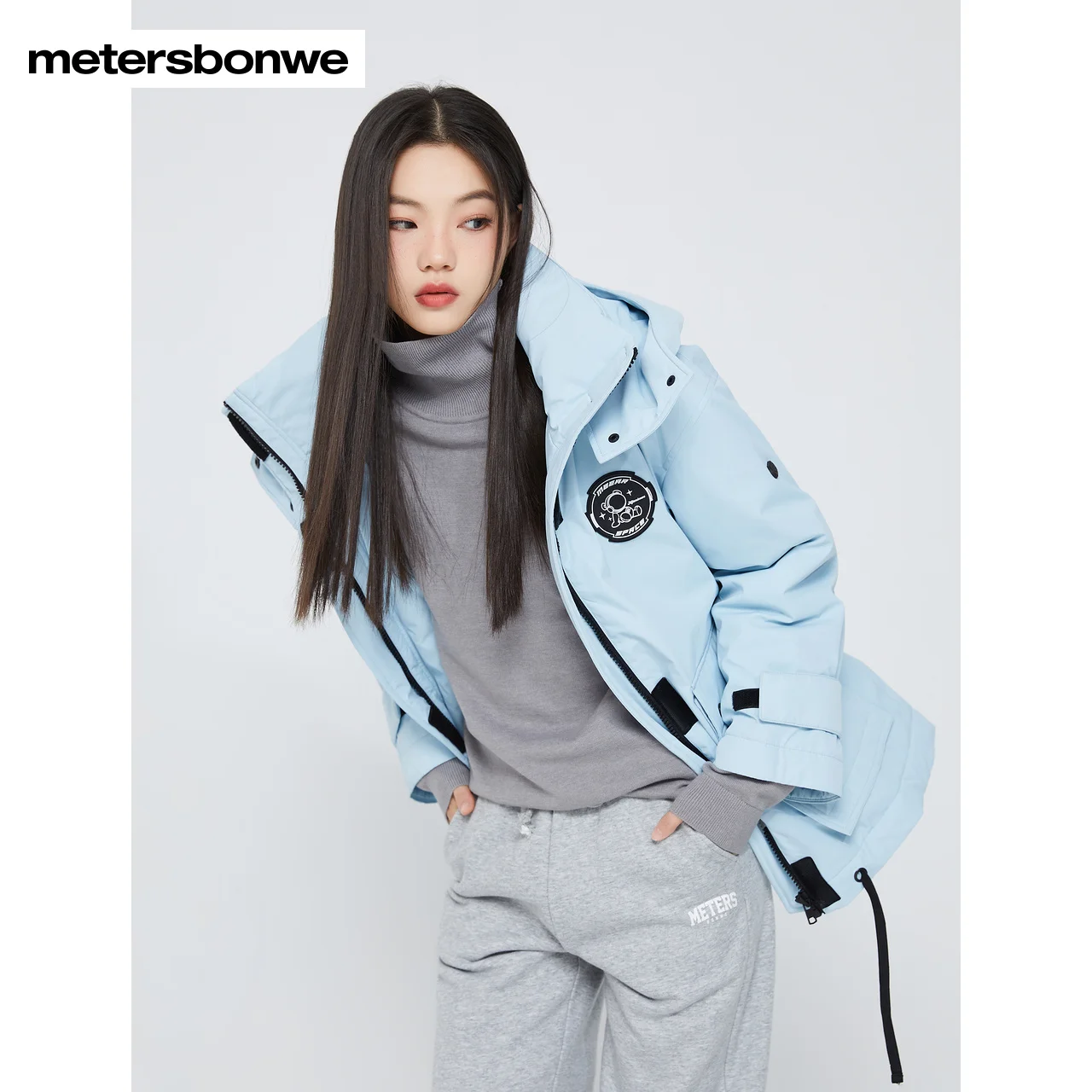 Metersbonwe Women 22New Cartoon Seal Cargo Hooded Down Jacket 80%Duck Down Medium Length Thick Warm Wear Loose Winter Down Coats
