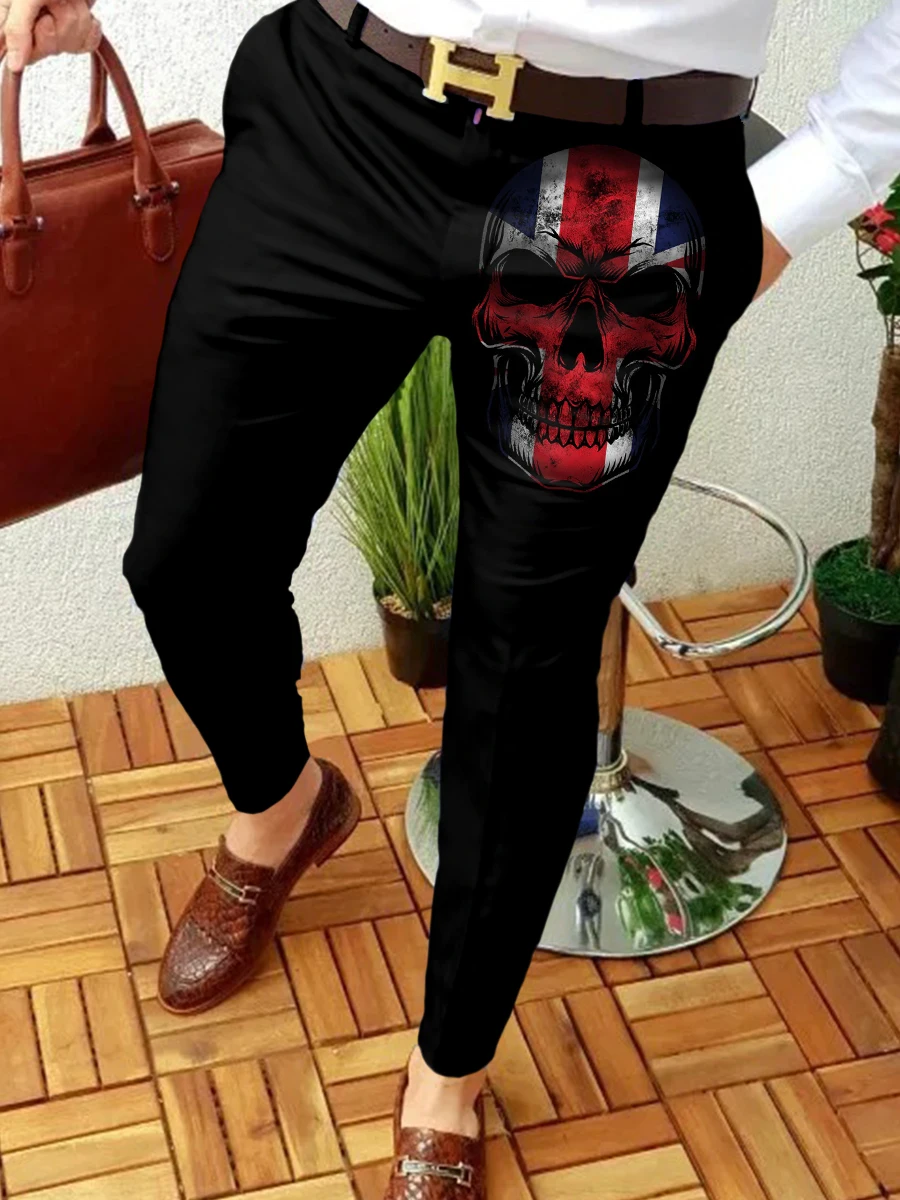 

NEW Men Business Casual Trousers Straight Long Pants Mens Spring Autumn Fashion Streetwear Print Retro Pattern Decoration Gender