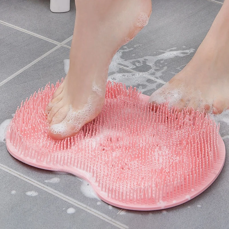 

Силиконовая щетка для спины, нескользящий коврик для мытья ног в ванной комнате, массажный коврик для душа с присоской, Массажная щетка для ног, отшелушивающая накладка