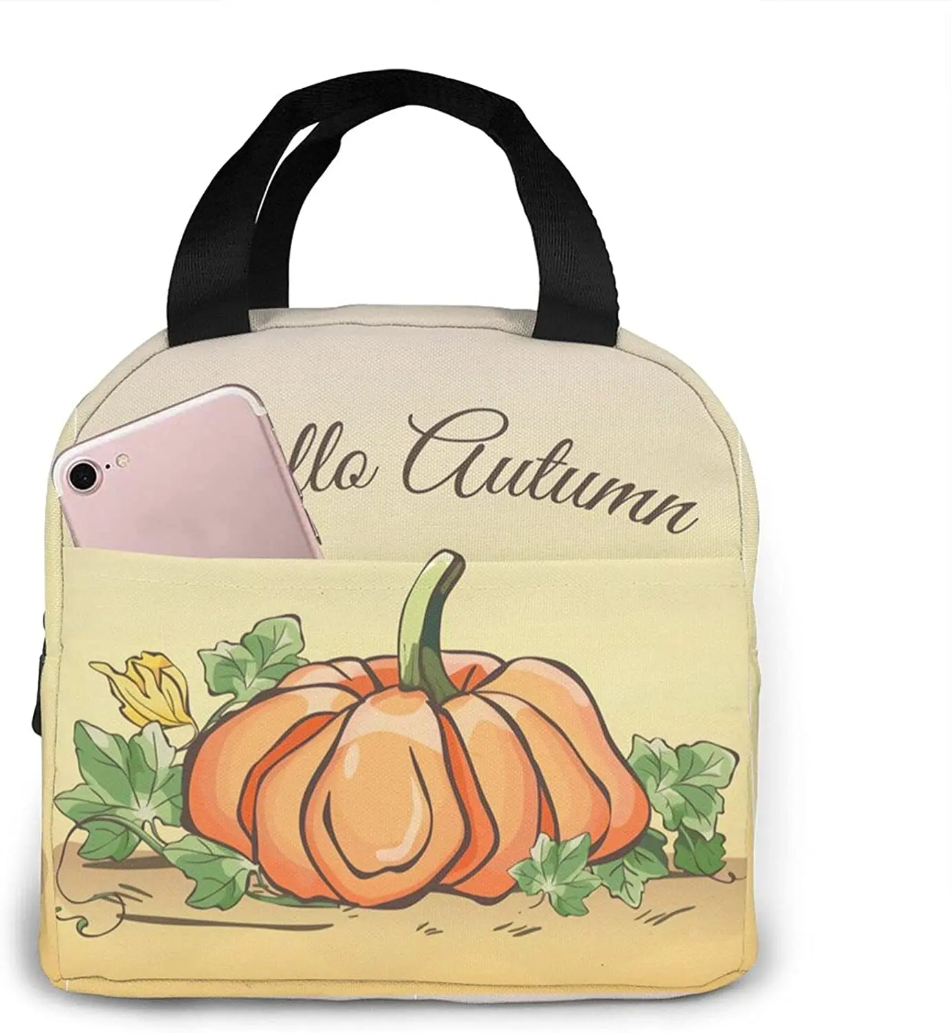 

Autumn Watercolor Pumpkin Lunch Bag Insulated Lunch Box Bag cooler bags insulated Tote Bag Meal Prep Handbag For Men Women Girls