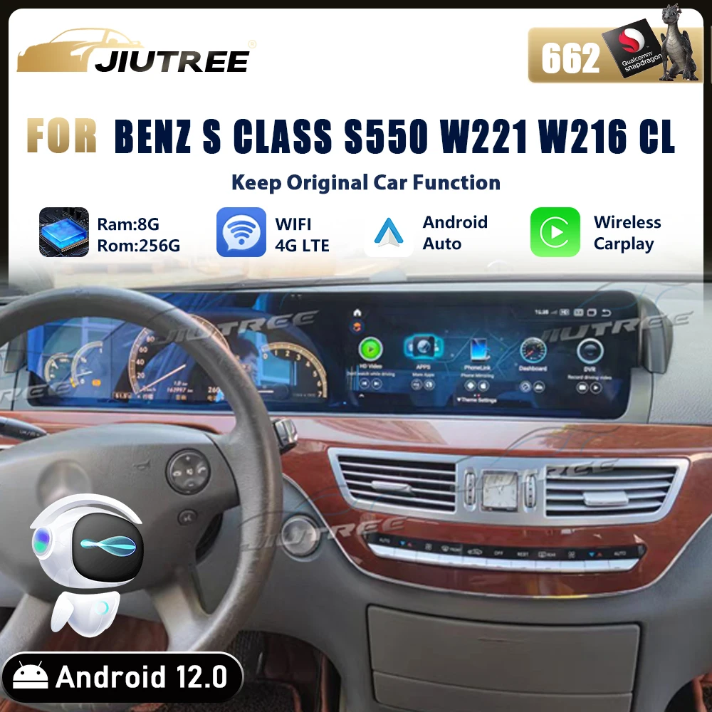 

Автомагнитола на Android 12, 12,3 дюйма, для Mercedes BENZ S Class S550 W221 W216 CL 05-2013 Carplay, GPS-навигация, мультимедийная стерео система