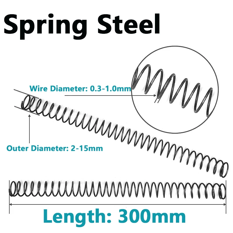 

2PCS Spring Pressure Spring Wire Diameter 0.3 -1.0mm Thickness, Soft and Hard Pressure Shrinking Spring