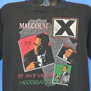 80s Malcolm X By Any Means Necessary Quote Speech Civil Rights t-shirt Large