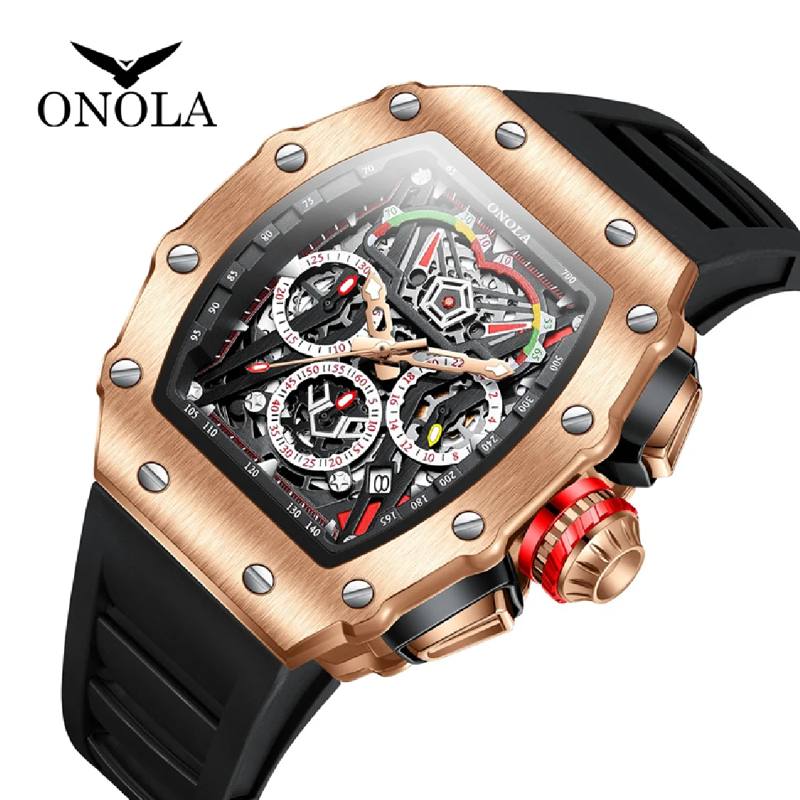 ONOLA Watches Mens 2021 Top Brand Men Luxury Watch Multifunctional Sports Waterproof Chronograph Luminous Quartz Watches
