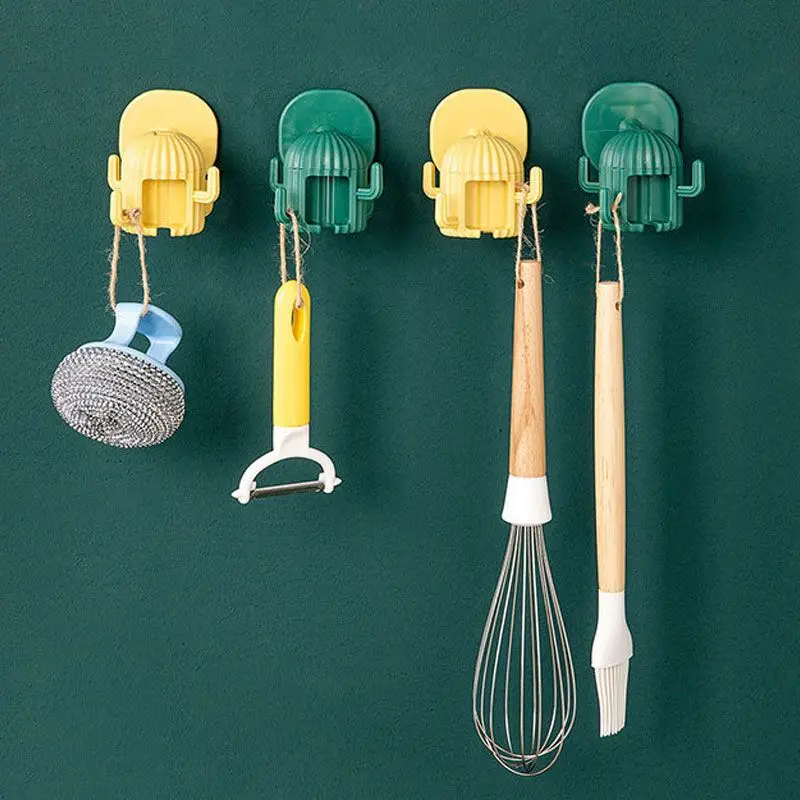 

Кухонные подвесные Крючки для пальто, полотенец, клейкие Настенные Крючки С КАКТУСОМ, держатель для ключей, вращающийся на 360 °, самоклеящие...