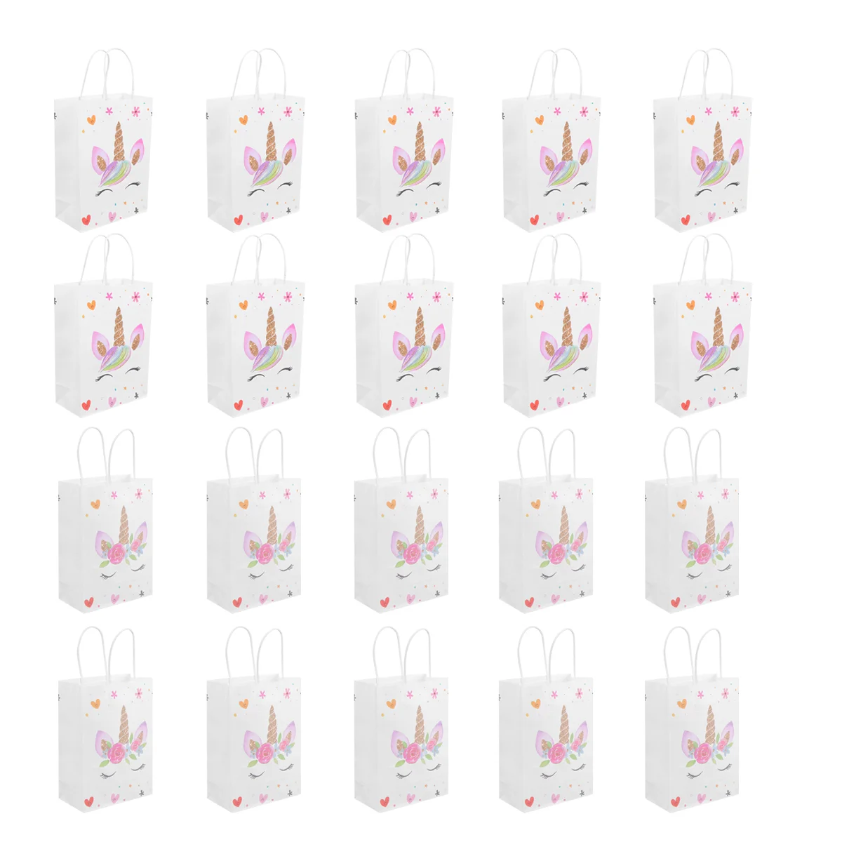 

20 Pcs Kids Goodie Bags Colorful Tote Pouch Unicorn Birthday Kraft Paper M Child