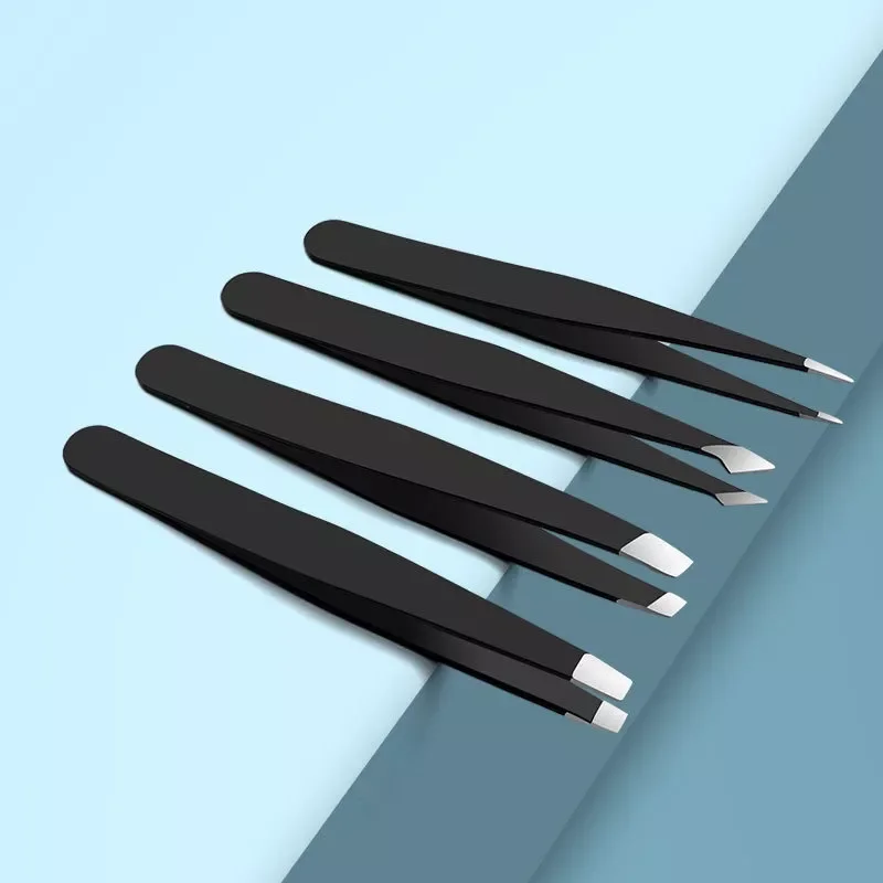 

2023NEW Stainless Steel Eyebrow Tweezers Black Flat Hairs Puller Beauty Makeup Tool пинцет для ресниц pince a epi
