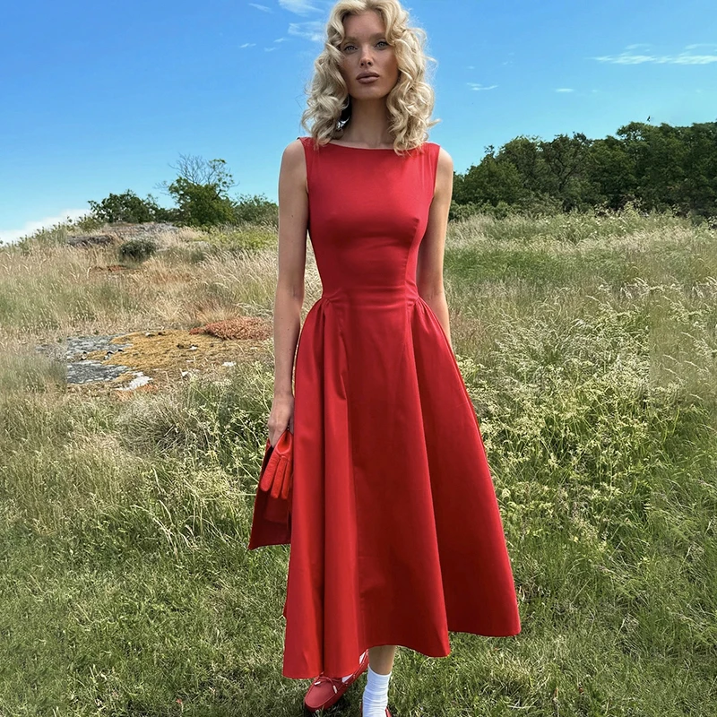 CUTENOVA Летняя Облегающая Майка Эластичный Пуловер Свитер С Круглым Вырезом Платье