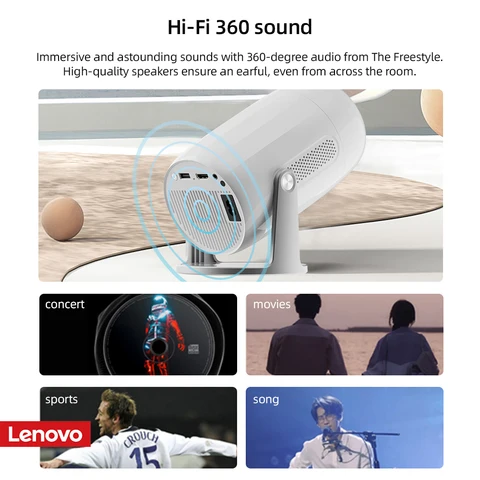 Проектор Lenovo HY300 Pro 1920*1080p 680ANSI WIFI6 HD 4k Портативный проектор Домашний кинотеатр Мобильный кинотеатр 4k Видеопроектор