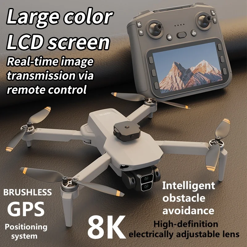 Фото Квадрокоптер 8K с GPS, функцией возврата, пультом ДУ с экраном, обходом препятствий на 3 км, режимом Headless, Wi-Fi FPV, радиоуправляемый дрон №2