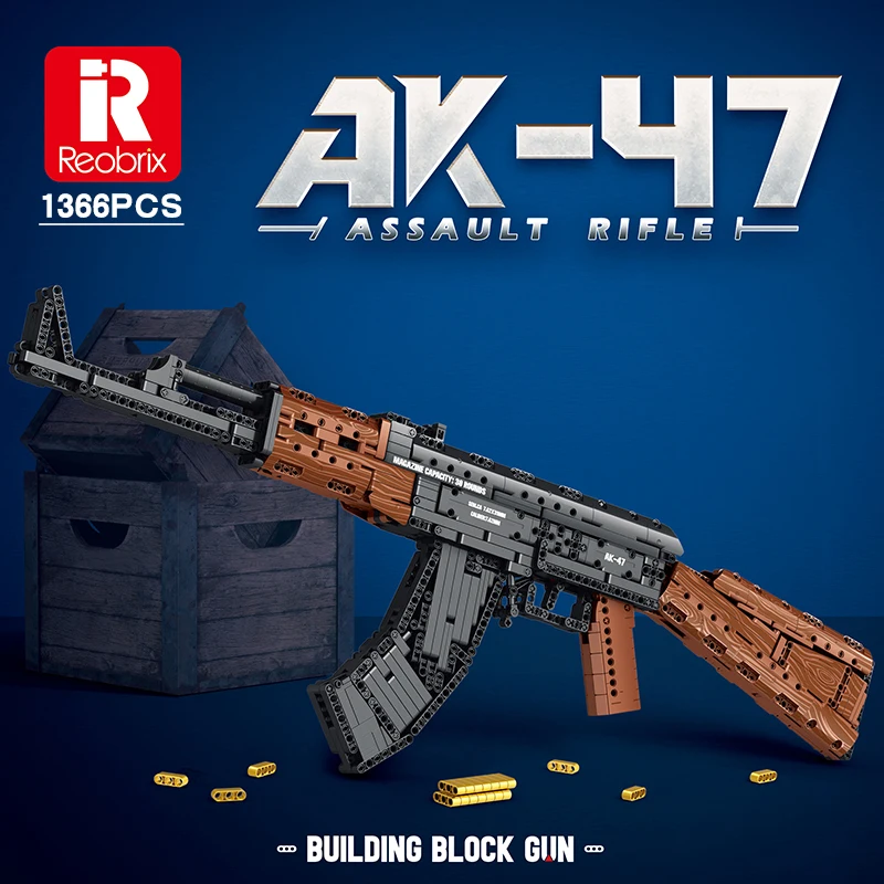 1366Pcs Pistol Brick AK47 Riffle Gun SWAT Military Army Building Blocks Weapon Toys For Kids And Adults Boys Holiday Gift Set