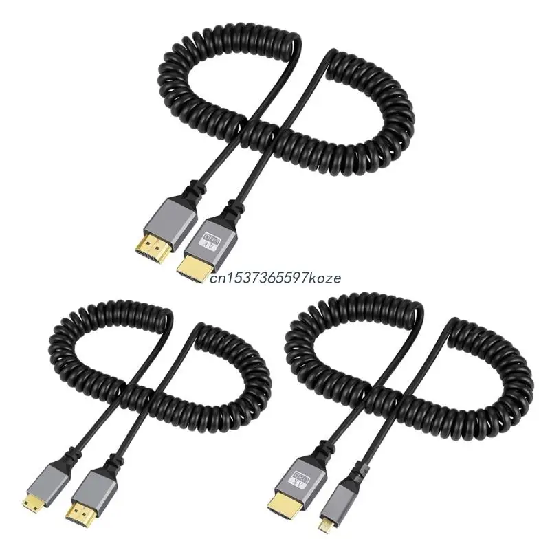 HDMI/MINI HDMI/ Micro HDMI/Coiled Extension Flexible Spiral Cable Male to Male