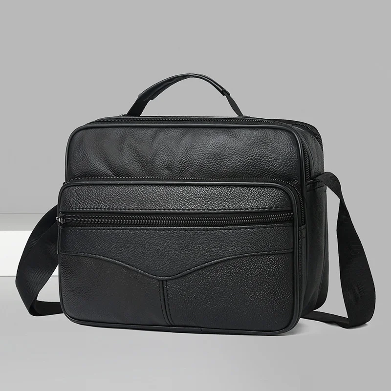 Real Cowhide Men's Bag New Handbag Men's Business Shoulder Bag Casual Crossbody Bag Cowhide Bag