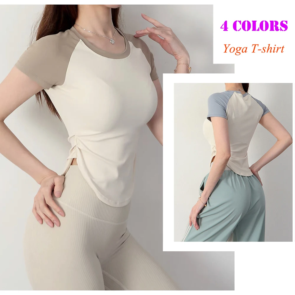 

Women Slim Sports T-shirt Quick-drying Anti-Shrink Yoga Clothes Fitness Shirts 2023 Summer Breathable Indoor Tight Workout Tops
