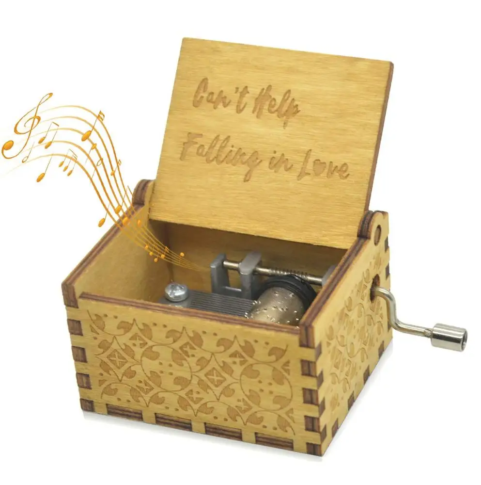 

Girlfriend Valentines Day Gift Birthday Presents Wooden Vintage Music Box Engraving Hand-Cranked