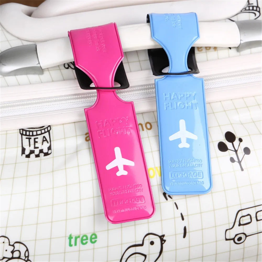 

Creative Luggage Tag PU Leather Portable Label Baggage Silica Gel Suitcase ID Addres Holder Boarding Tags Travel Accessories