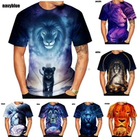new fashion t shirt mens trend four seasons 3d printed lion print t shirt