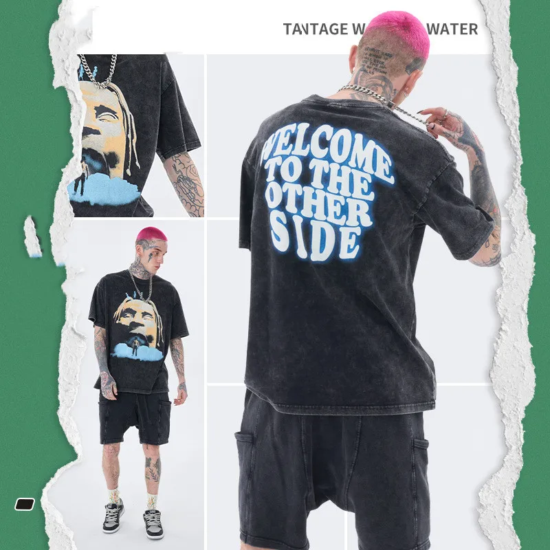 

2022 New Summer Men T-shirt Vintage creative print design Short Sleeve Hip Hop street fashion T-shirt for Men and Women Oversize