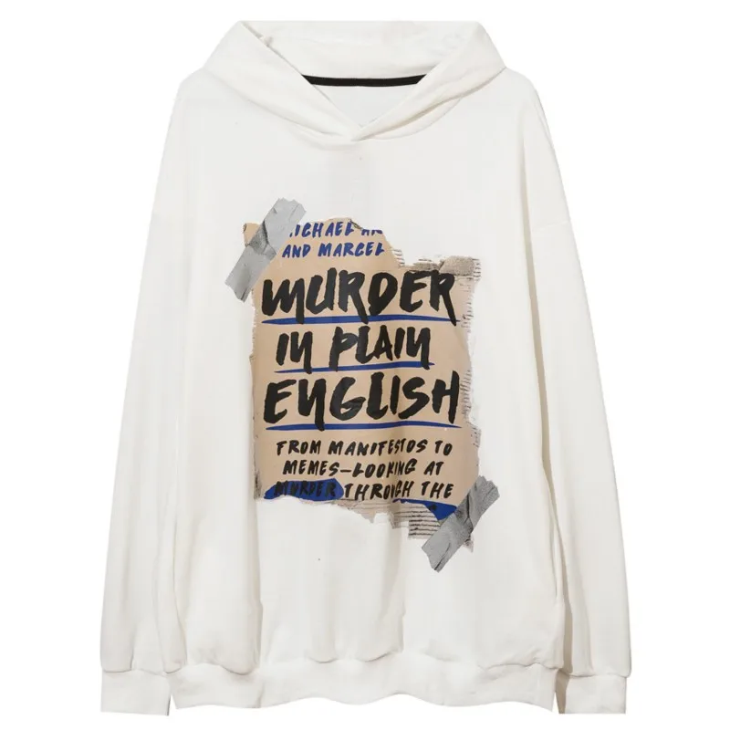 

Мужской свитшот с капюшоном и надписью, в Корейском стиле