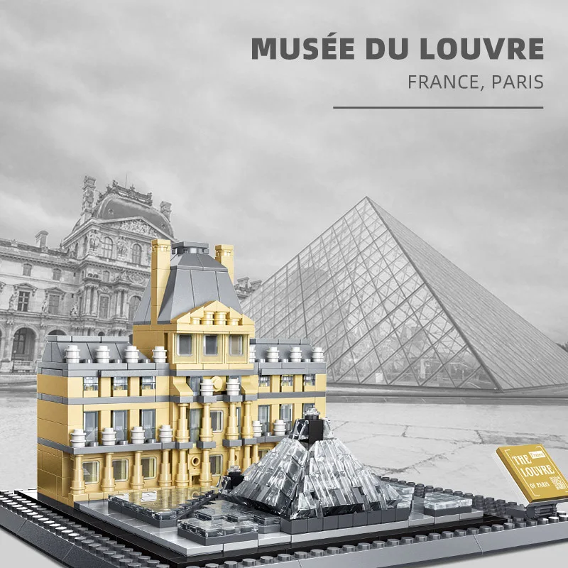 

Creative World Famous Architecture France Paris Louvre Museum Building Block Assemble Model Educational Toys Collection For Gift