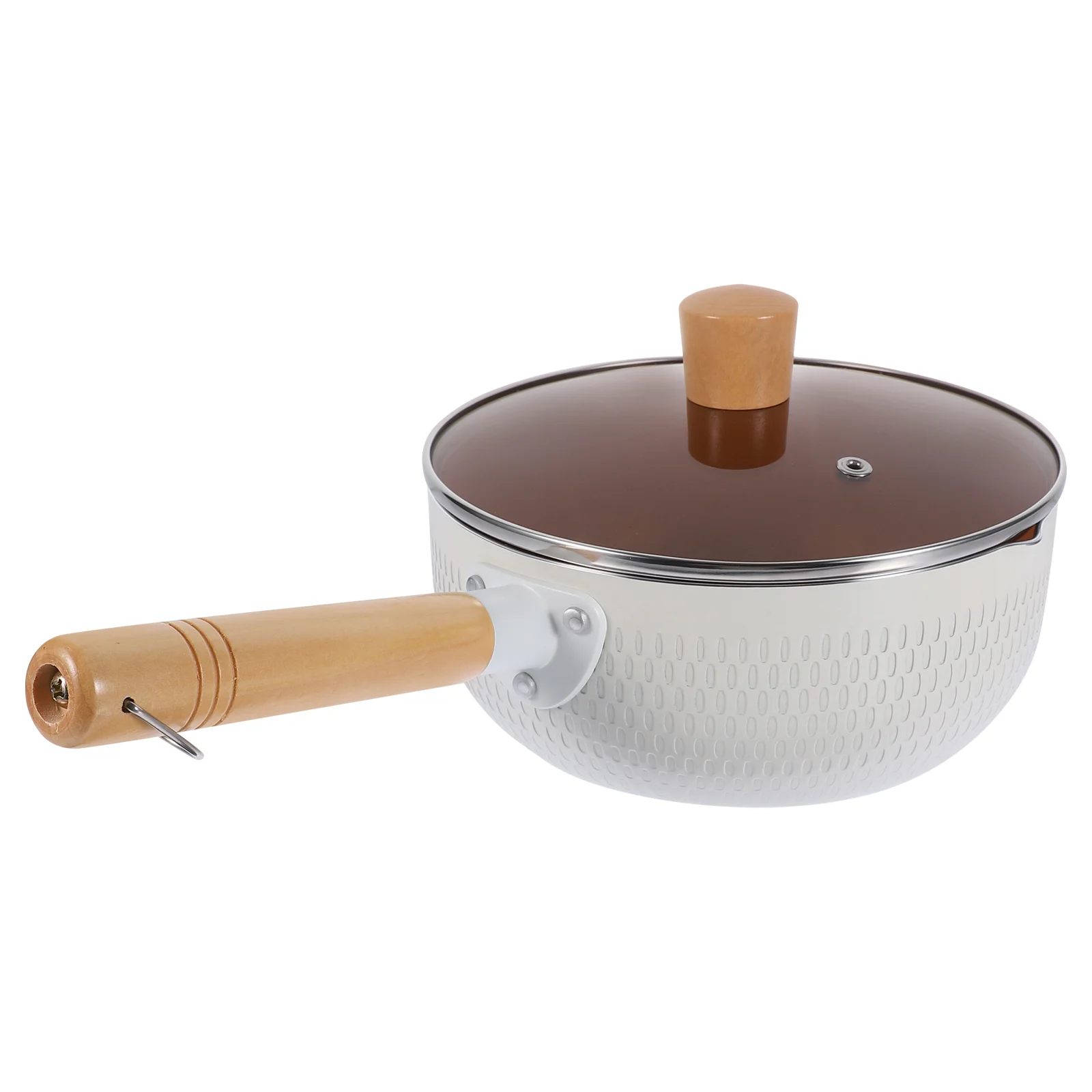 

Non Stick Pan Milk Pot Noodle Noodles Saucepan With Wooden Handle Serving Bowl White Household Nonstick Baby