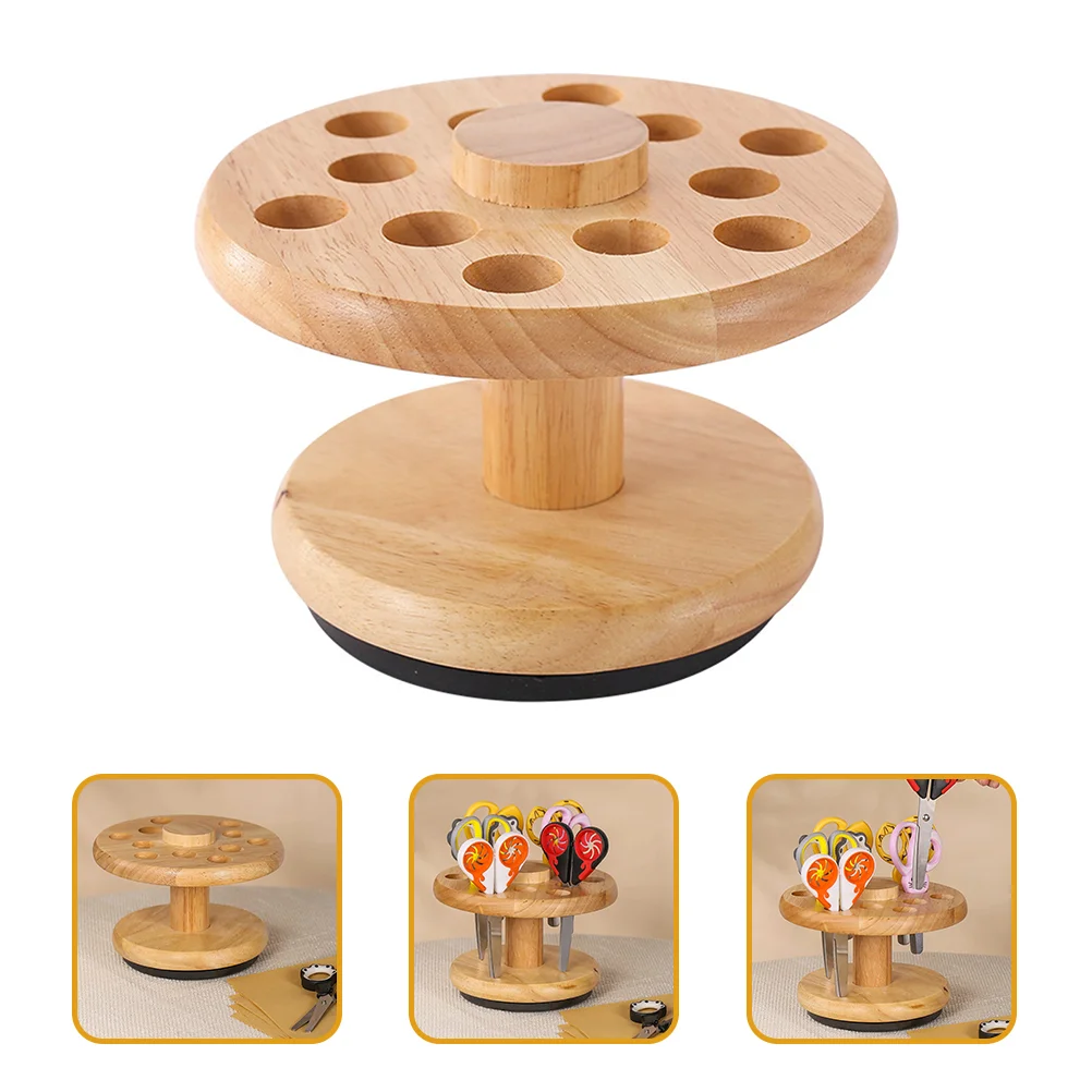 

Scissors Holder Scissor Rack Salon Wood Organizer Stand Hairdressing Wooden Shear Container Stylist Box Rotatable Hair