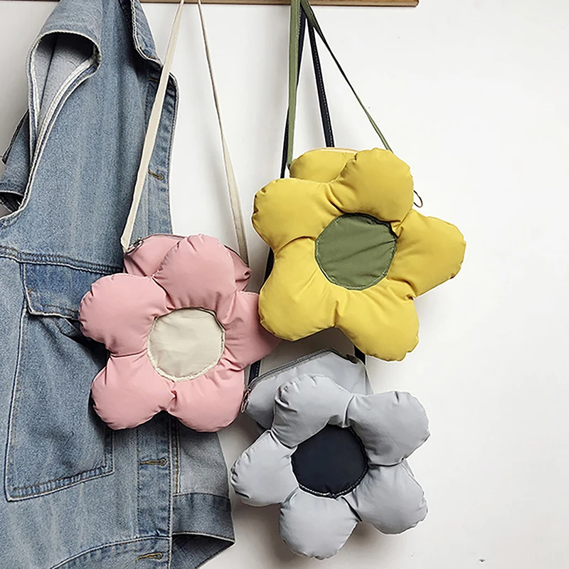 Korean Cute Sunflower Shoulder Bag Candy Color Flower Shaped Messenger Bags Crossbody Bag For Girls Gift