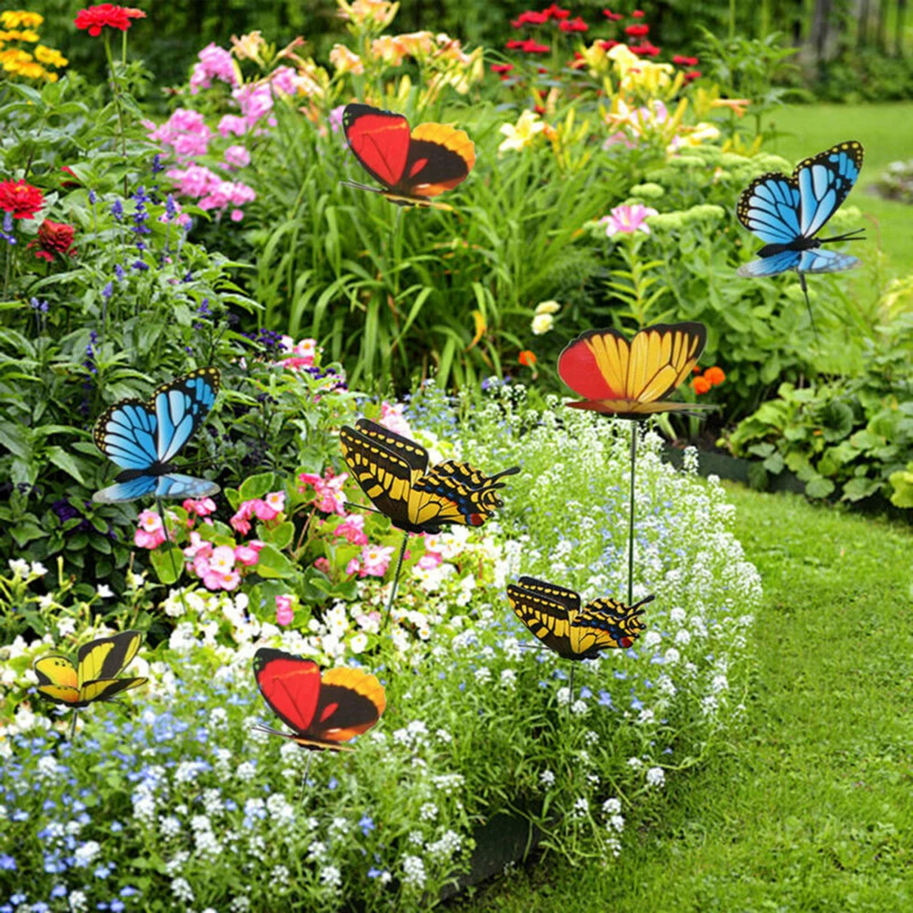 

Sun Catcher Simulation Butterfly 50Pcs Butterfly Stakes Outdoor Yard Planter Flower Pot Bed Garden Decor Yard Art