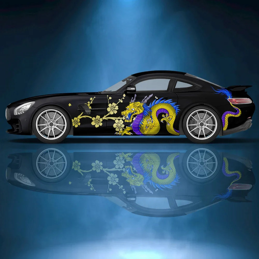 Самоклеящаяся виниловая наклейка с изображением дракона цветов животных
