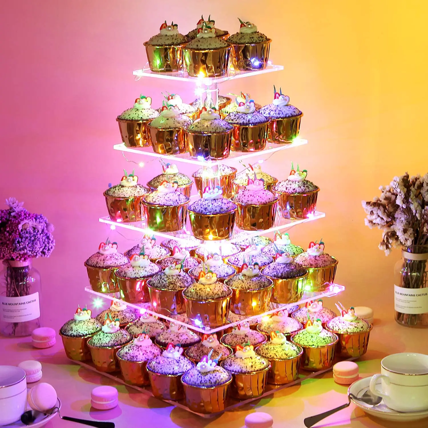 Acrylic Crystal Wedding Cupcake Stand Plate Round Cake Display Shelf Transparent Cake Stand Kitchen Cake Decorating Tools