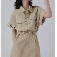 2022 new fashion summer dress for women harajuku tooling style outside dress solid color casual women dress y2k khaki dress