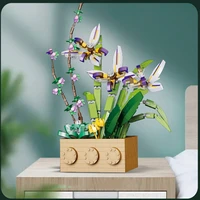 building blocks flower gladiolus potted flowers assembling bricks diy home decoration orchid ornaments childrens toys gifts