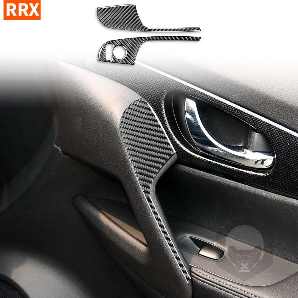

Панель переключателя регулировки дверного зеркала для Nissan X-Trail 2013-2021 наклейка из настоящего углеродного волокна крышка отделка аксессуары для интерьера автомобиля