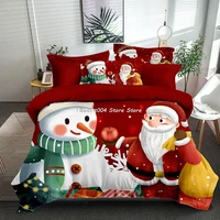 3pcs christmas bedding sets snowflakes christmas tree santa snowman bedding sets duvet cover soft bed sheet set decoration