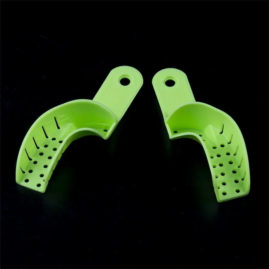 

New Plastic Autoclavable Central 10pcs/Bag Impression Trays Green Denture Tray Dental Supply Full Size